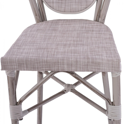 Stol alumini stil bambuje, textilene, 47×61×115 cm (HM5110), bardhë