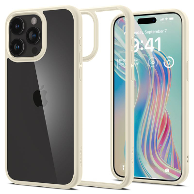Mbrojtëse për celular Spigen Crystal Hybrid, për iPhone 15 Pro Max, bezhë
