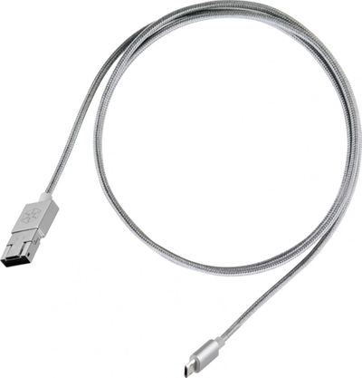Kabllo USB SilverStone CPU02, 1 m, me gërshet metalik, ngjyrë argjendt