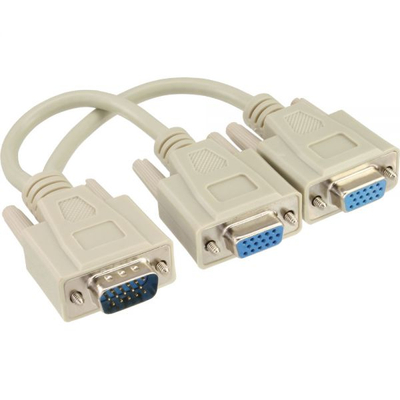 Kabllo ndarëse VGA InLine 17307, 1x VGA mashkull në 2x VGA femër, gri