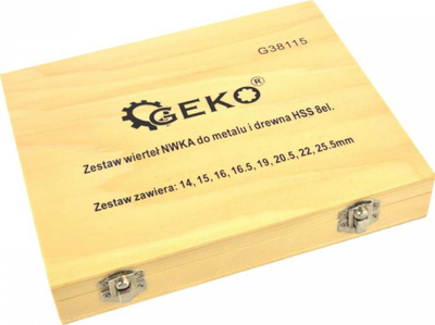 Set shpimesh spirale Geko G38115, 8 copë, HSS për hekur edhe dru