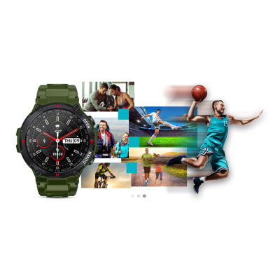 Smartwatch Giewont GW430-3, ekran me ngjyra, i papërshkueshëm nga uji, jeshil