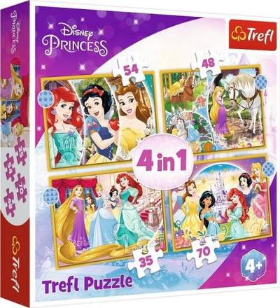 Puzzle Trefl Disney Princess 4in1, 35 48 54 70 copa, shumngjyrësh