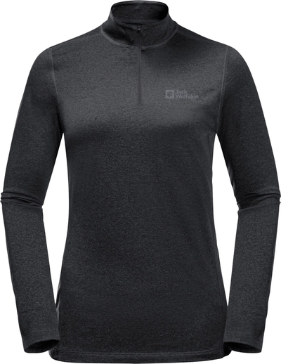 Термичка блуза за жени Jack Wolfskin Sky Thermal Hz W, долги ракави, половина патент, графитно сива