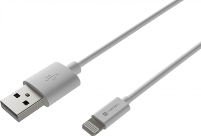 Kabllo Lightning Natec Prati NKA-2148, USB-A, 1m, e bardhë