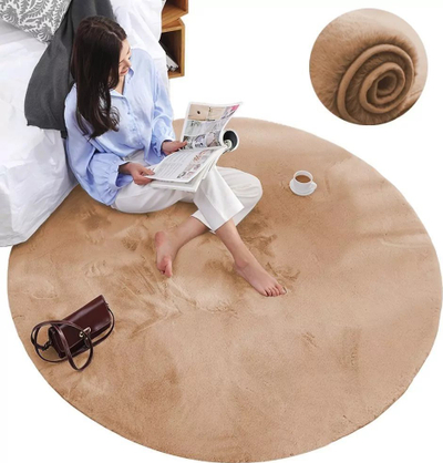 Округол килим Round Carpet Rabbit Silky Fur 90, 90cm, полиестер, топла беж