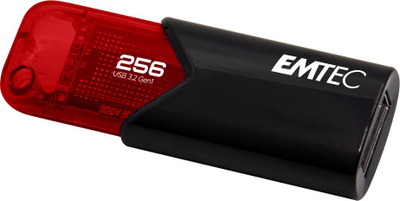 USB Flash Emtec Click Easy, 256GB, USB 3.2 Gen 1, e zezë me të kuqe