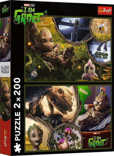 Puzzle Trefl I Am Groot Marvel Guardians of the Galaxy, set me 2 copa, 200 pjesë, shumëngjyrësh
