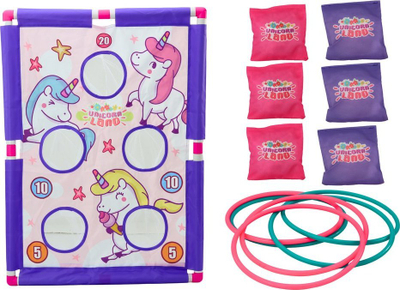 Loja shkathtësie Leantoys Skill Game 2 in 1, qese fasulesh dhe unaza, unikorn