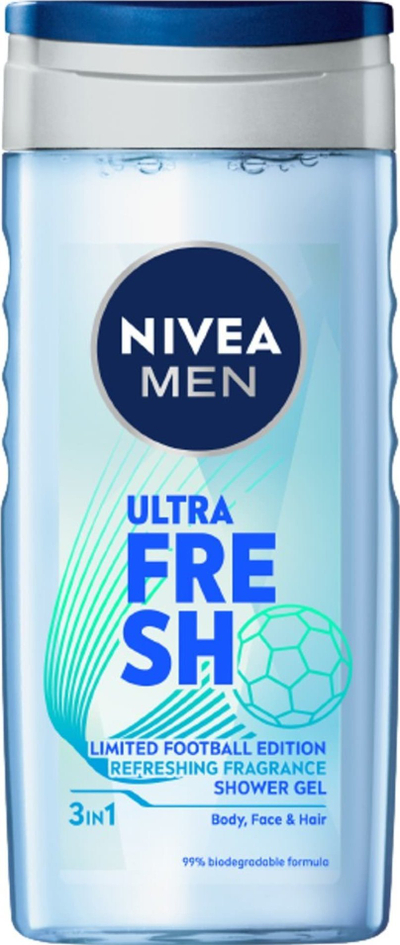 Xhel dushi Nivea Men Ultra Fresh, 3 në 1, 250ml, blu
