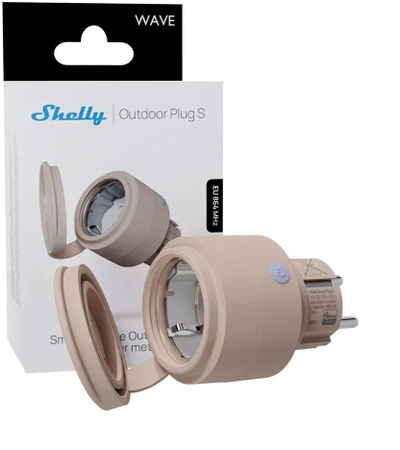 Prizë e jashtme e zgjuar Shelly Wave Outdoor Plug S LR, WiFi, që s’e ha uji, gri