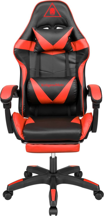 Karrige gaming Krüger&amp;Matz GX-150, deri 150kg, ergonomike, e zezë e kuqe