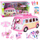 Furgon lodër për kukulla Ice Cream Camper, i palosshëm, me sallon akulloresh, rozë