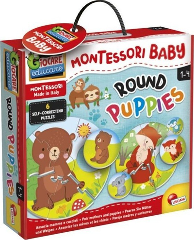 Loja edukative Lisciani Montessori Round Puzzles, puzzle rrethor, për kalamaj 1–4 vjeç, shumëngjyrësh
