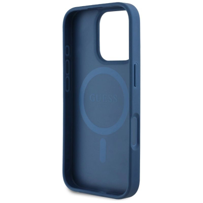 Заштитна маска Guess MagSafe за iPhone 16 Pro, дизајн со цвеќиња, сина