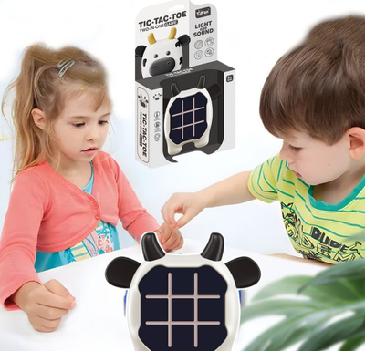 Loja elektronike LEAN Toys Tic-Tac-Toe Memory Cow, 3 në 1, lopë, bardh e zez