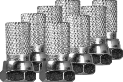 Konektor antene F Plug, 6.8 mm, me gasket, set 10 copë, argjendt