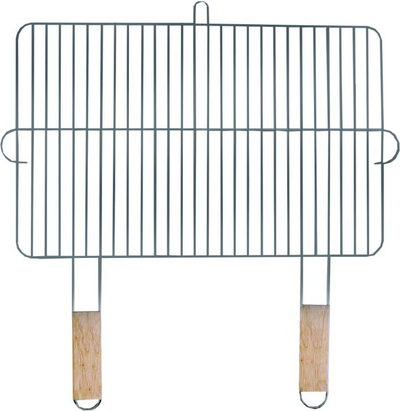 Голема решетка за скара Master Grill&amp;Party, рачка од дрво, 54x34cm, сребрена
