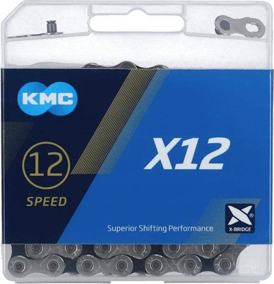 Zinxhir biçiklete KMC X12, 12 marshe, Silver Black