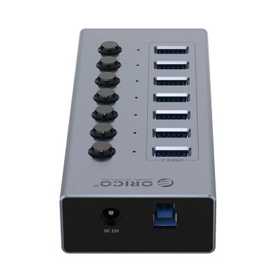 Hub USB Orico BT2U3-7AB, 7 porta USB 3.0, me çelësa më vete për çdo port, gri