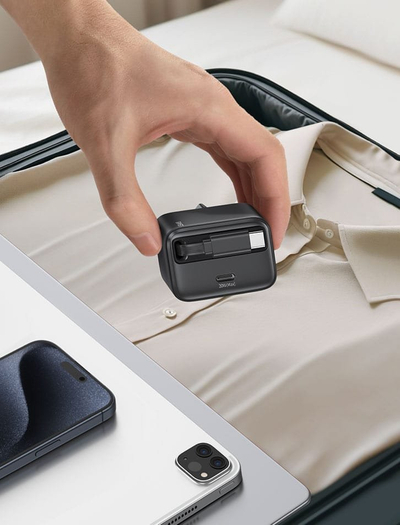Karikues muri USAMS CC233, USB C 20W PD QC, kabllo USB C tërheqëse, i zi