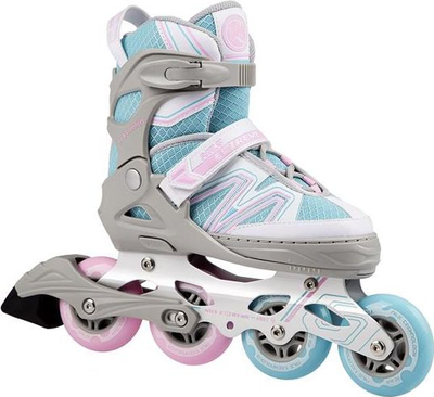 Rola inline Nils Adjustable L, nr 39-42, rrota PU 82A, gri me rozë