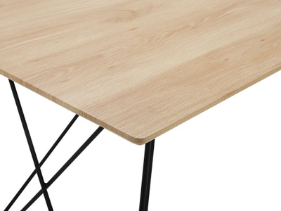 Tavolinë ngrënieje KENTON, 140 x 80 cm, MDF dru i çelët, këmbë metalike të zeza