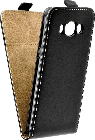 Këllëf telefoni Futera Flexi për Samsung Galaxy J7 2017, hapje vertikale, lëkurë eko, i zi