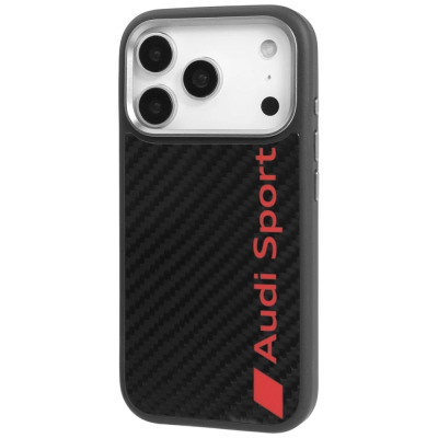Futrollë telefoni Audi Sport R8 Carbon Fiber MagSafe, për iPhone 17 Pro, e zezë