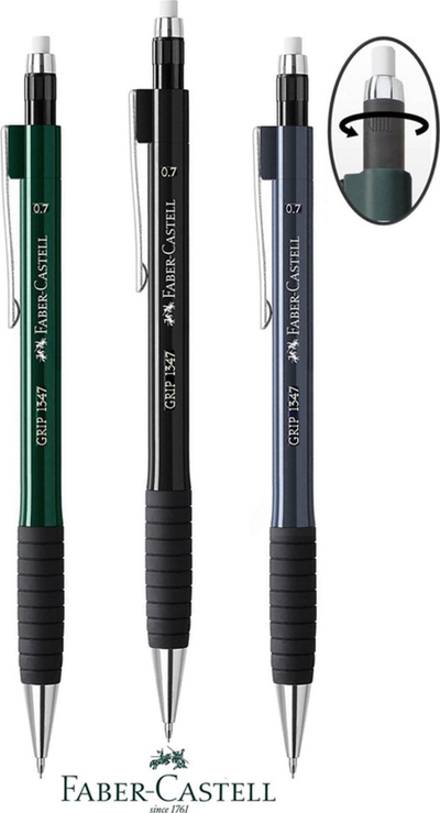 Laps mekanik Faber Castell Grip 1347, 0.7mm, trup gri