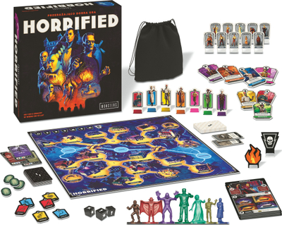 Lojë tavoline Ravensburger Horrified Universal Monsters, bashkëpunuese, 1–5 lojtarë