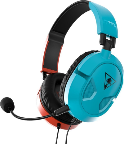 Куфеј gaming Turtle Beach Recon 50, со кабел, прилагодлив микрофон, сино и црвено