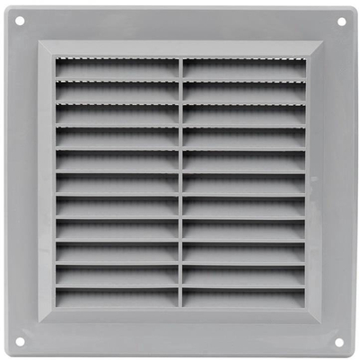 Grilë ventilimi Europlast 150x150 mm, plastik, me rrjetë kundra insekteve, gri