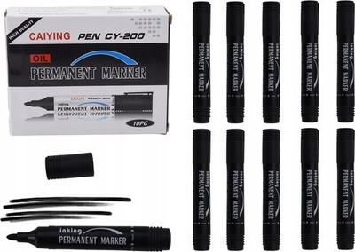 Markera të përhershëm LEANToys Waterproof, 10 copë, rezistent ndaj ujit, të zinj