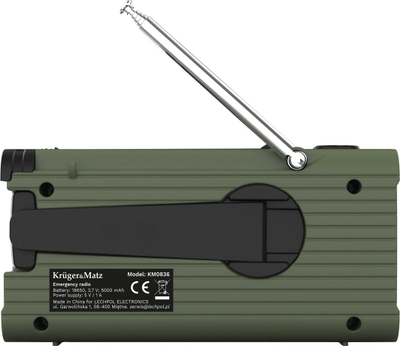 Radio portative Kruger&Matz KM0836, solar, power bank 5000mAh, jeshile ushtarake