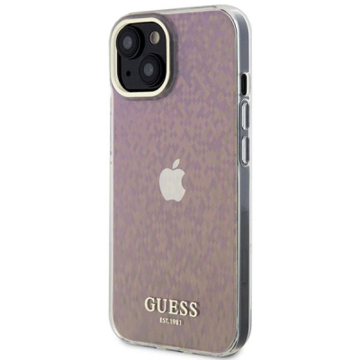 Futrollë telefoni Guess GUHCP15SHDECMP për iPhone 15 6.1", hardcase IML Faceted Mirror, rozë