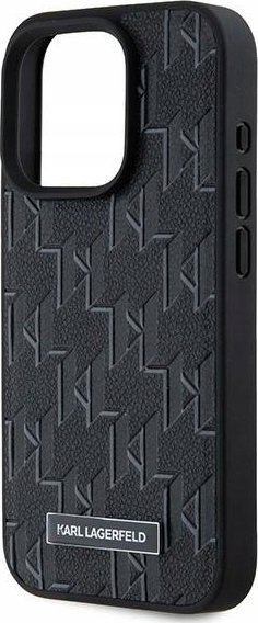 Mbrojtëse telefoni Karl Lagerfeld PU Leather Monogram, MagSafe, për iPhone 15 Pro, e zezë