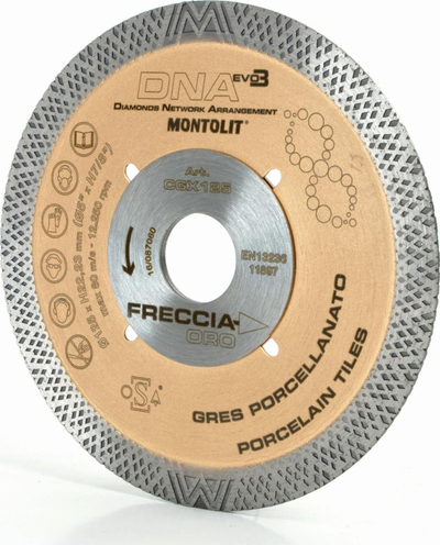 Disk prerës Montolit DNA CGX125 Freccia Oro, 125mm, për pllaka porcelani, ngjyrë flori