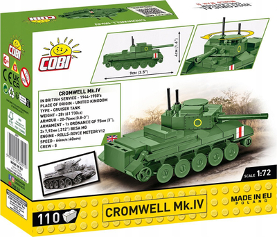 Set blloqe ndërtimi Cobi Cromwell Mk.IV, 110 pjesë, shkallë 1:72, shumëngjyrësh