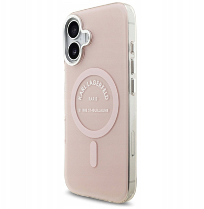 Kapak telefoni Karl Lagerfeld IML Karl RSG Logo MagSafe, për iPhone 17, rozë