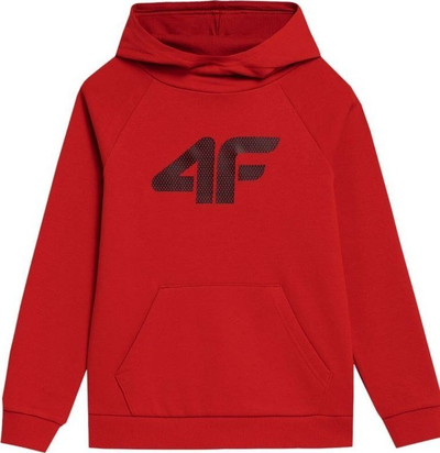 Bluza me kapuç çunash 4F Jr 4FJSS23TSWSM220, pambuk, xhep kangur, e kuqe