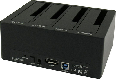 Docking station për HDD SSD LC-Power LC-DOCK-U3-4B, 4 porta SATA, USB 3.2 Gen1 dhe eSATA, i zi