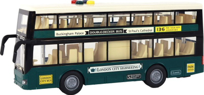 Lodër autobus Leantoys Double Decker, me fërkim, 1:16, jeshile e errët