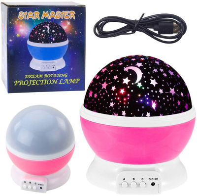 Projektor yjesh për fëmijë LeanToys Star Master, LED, rrotullues 360°, rozë