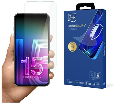 Folie mbrojtëse 3MK FlexibleGlass Pro v2.0 për iPhone 15 Pro, xham hibrid, e tejdukshme