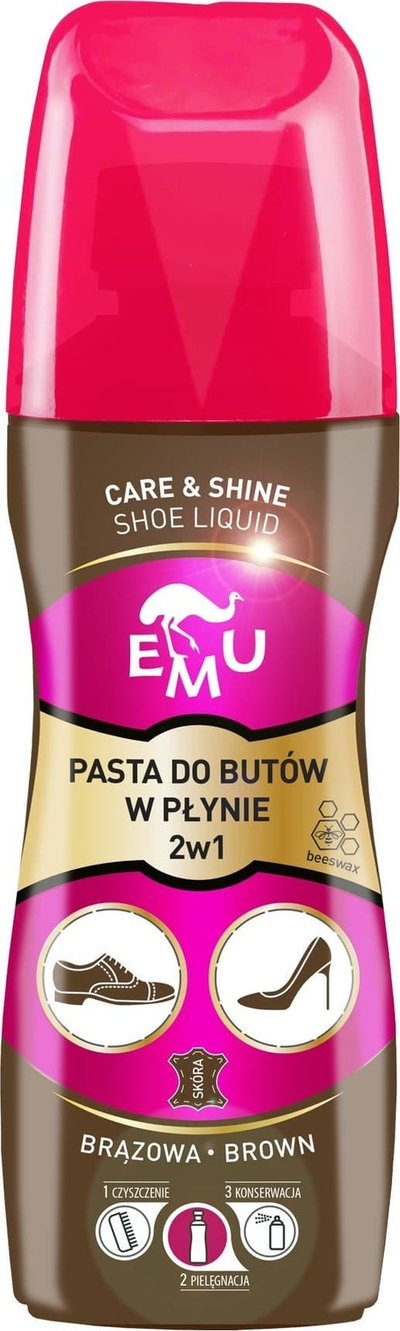 Llak këpucësh Emu Care &amp; Shine, lëng, 75ml, kafe