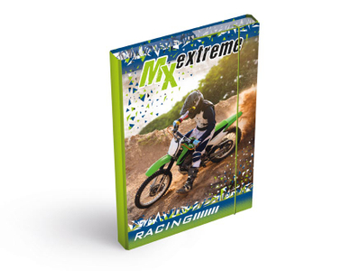 Kuti dosjesh A4 Mx Extreme, karton i laminum, mbyllje me llastik, me ngjyra të ndryshme