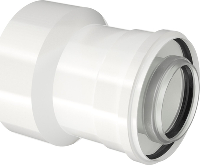Reduktues tubi Bosch DN80/125 në DN60/100, plastik, i bardhë