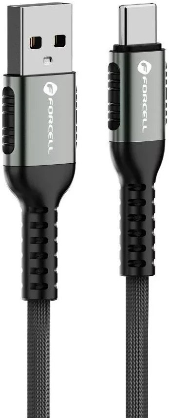 Кабел за полнење Forcell F-energy C256, USB A во USB C, 3 m, 66W 3A, црн