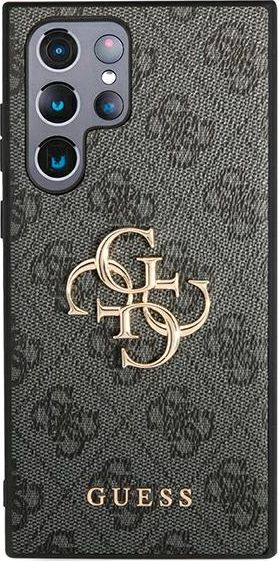 Mbrojtëse telefoni Guess Golden Logo për Samsung Galaxy S22 Ultra, hardcase, gri